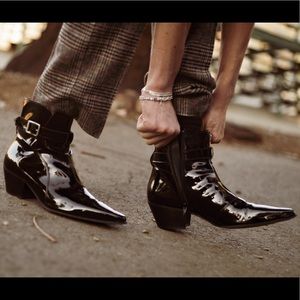 ASOS MENS PATENT POINTED TOE CHELSEA BOOT